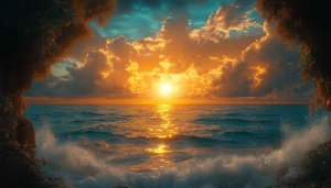 Golden Hour Ocean Sunset 4K Desktop Background Landscape Wallpaper