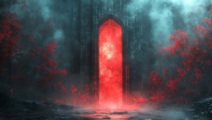Mystical Forest Gate 4K Wallpaper - Fantasy Portal Desktop Background