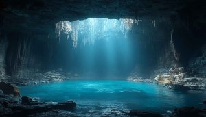 Turquoise Cenote Cave 4K Desktop Wallpaper Underwater Grotto Background