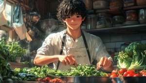 Anime Chef 4K Wallpaper for Desktop, Kitchen Art Background