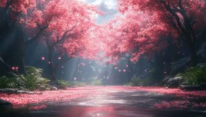 Pink Cherry Blossom Path Mobile Wallpaper 4K Desktop Background