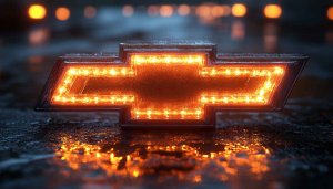Chevrolet Logo Illuminated Wallpaper, Car Emblem Desktop Background, Mobile Wallpaper