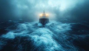 Ocean Liner in Stormy Seas 4K Desktop Mobile Wallpaper