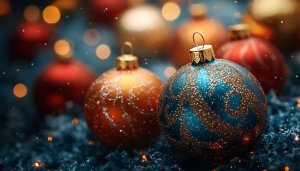 Sparkling Christmas Ornaments 4K Desktop Wallpaper Festive Season