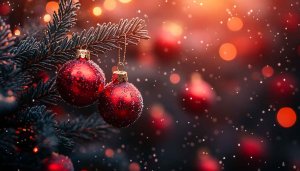 Festive Red Christmas Ornament Mobile Wallpaper and Desktop Background