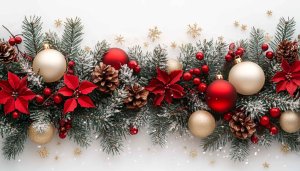 Festive Christmas Holiday Ornaments Garland Desktop Wallpaper Background Free
