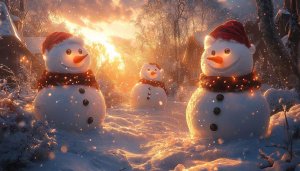 Festive Snowman Winter Wonderland 4K Desktop Background Free Wallpaper