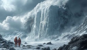 Frozen Mountain Waterfall Mobile Wallpaper: Free Snow Landscape Background