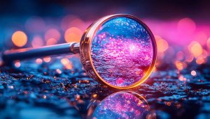 Abstract Pink Blue Magnifying Glass 4K Desktop Wallpaper Free