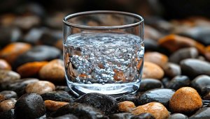 Glass of Water on Stones 4K Mobile Wallpaper Backgrounds