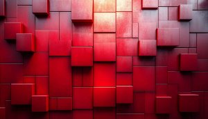 Red Geometric Cubes 3D Wallpaper, Modern Desktop Background