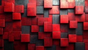 Abstract Red Black 3D Cubes Texture 4K Desktop Background