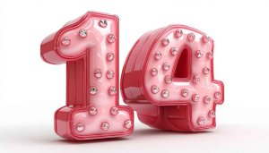 Shiny Pink Fourteen Number Free Mobile Background Wallpaper