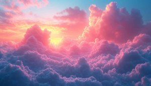 Dreamy Pink Cloudscape 4K Desktop Background, Aesthetic Mobile Wallpaper