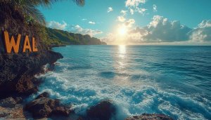 Ocean Waves Crashing on Coastal Rocks Desktop Background Wallpaper