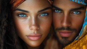 Striking Couple Portrait Wallpaper - Free HD Mobile Background