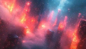 Neon Cityscape 4K Wallpaper - Futuristic Glowing Building Background