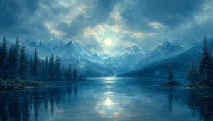 Moonlit Mountain Lake 4K Desktop Wallpaper | Free Mobile Background