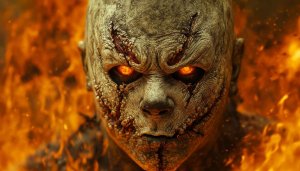 Scary Fiery Demon Face 4K Desktop Background Mobile Wallpaper