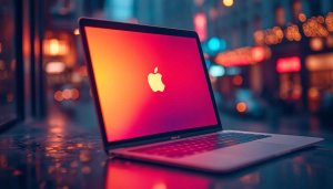 Apple MacBook Pro Night City 4K Desktop Wallpaper