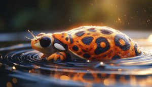 Cute Ladybug Frog in Water Ripples Mobile 4K Wallpaper