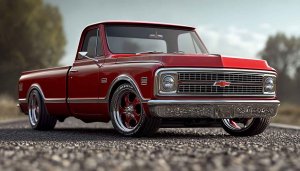 Classic Red Chevrolet C10 Truck Mobile Wallpaper, Vintage Car Background