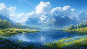 Scenic Mountain Lake Landscape 4K Desktop Background Wallpaper Free