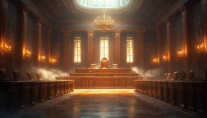 Detailed Courtroom Interior Scene 4K Desktop Background Free Wallpaper
