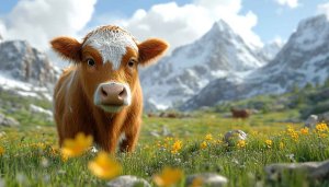 Cute Cow Pasture Scenery 4K Desktop Wallpaper Mobile Background