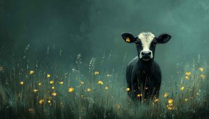 Cow In Meadow Wallpaper, Dark Aesthetic Background, Free 4K Desktop