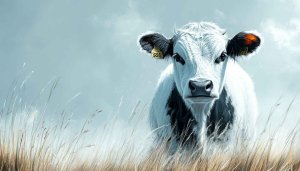 Painted Cow in Field 4K Desktop Background Mobile Wallpaper