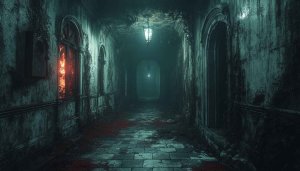 Creepy Haunted Mansion Hallway 4K Wallpaper Desktop Background Free