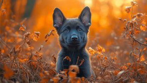 Adorable Black German Shepherd Puppy Mobile Wallpaper Autumn Aesthetic Style
