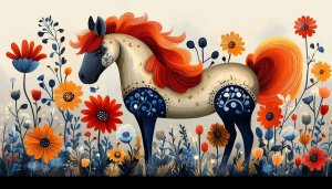 Floral Horse Art 4K Desktop Background - Free Mobile Wallpaper