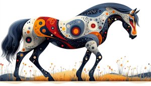 Abstract Horse Art Mobile Wallpaper, Colorful Digital Artwork Background