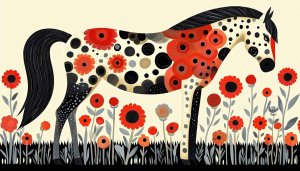 Artistic Horse in Floral Field 4K Desktop Mobile Wallpaper