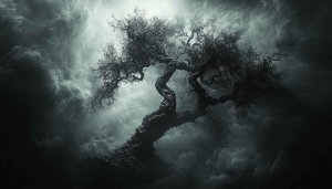 Eerie Tree Silhouette Wallpaper - Dark Fantasy Mobile Background Art