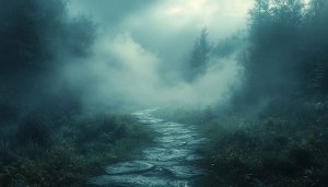 Mystical Forest Path 4K Desktop Wallpaper, Misty Landscape Scenery