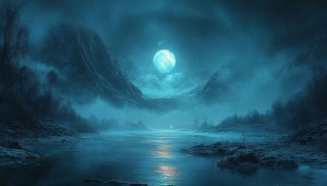 Full Moon Night Lake Mountain Scenery 4K Desktop Wallpaper
