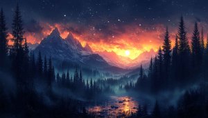 Stunning Sunset Mountain River 4K Wallpaper for Desktop Background