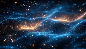 Abstract Blue Gold Particle Wave, 4K Desktop Wallpaper