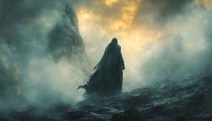 Hooded Figure Fantasy Art 4K Desktop Background Mobile Wallpaper