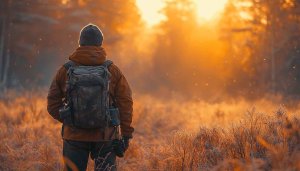 Golden Hour Hiker 4K Desktop Backgrounds - Free Nature Wallpaper