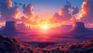 Majestic Desert Sunset Wallpaper, Free Mobile Background, Epic Landscape Scene