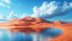 Orange Desert Hills with Blue Sky Mobile and Desktop Wallpaper