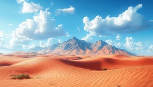 Orange Desert Landscape With Mountains 4K Desktop Background Wallpaper