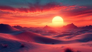 Pink Desert Sunset Wallpaper, Dreamy Landscape Mobile Background 4K