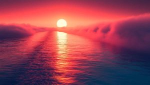 Ocean Sunset 4K Wallpaper, Red Sea Background, Free Desktop Image
