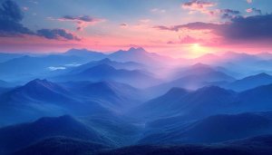 Mist Mountain Range Sunrise Scenery 4K Mobile Wallpaper Background