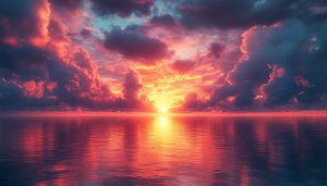Ocean Sunset 4K Wallpaper - Dramatic Sky Desktop Background Free